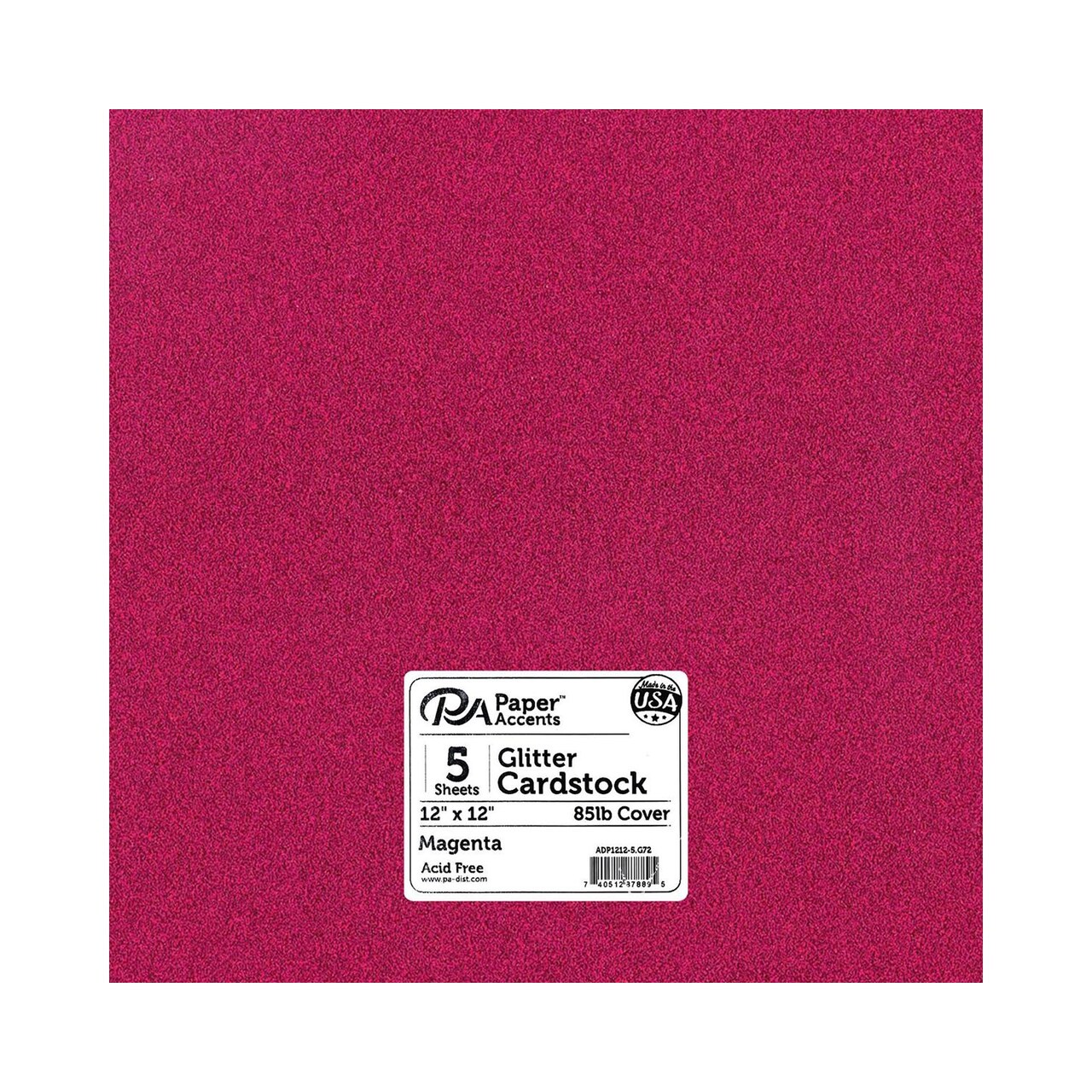 PA Paper Accents Glitter Cardstock 12? x 12? Magenta, 85lb colored cardstock paper for card making, scrapbooking, printing, quilling and crafts, 5 piece pack